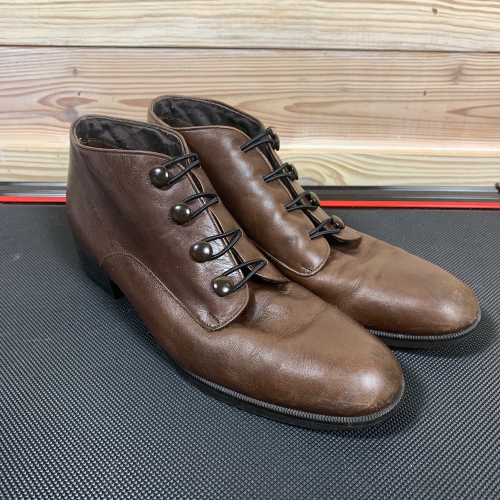 Munro American Ankle Boots Women 9 N Brown Leather Button USA Victorian Academia